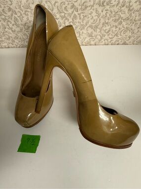 Zara Patent Platform Pumps in Camel